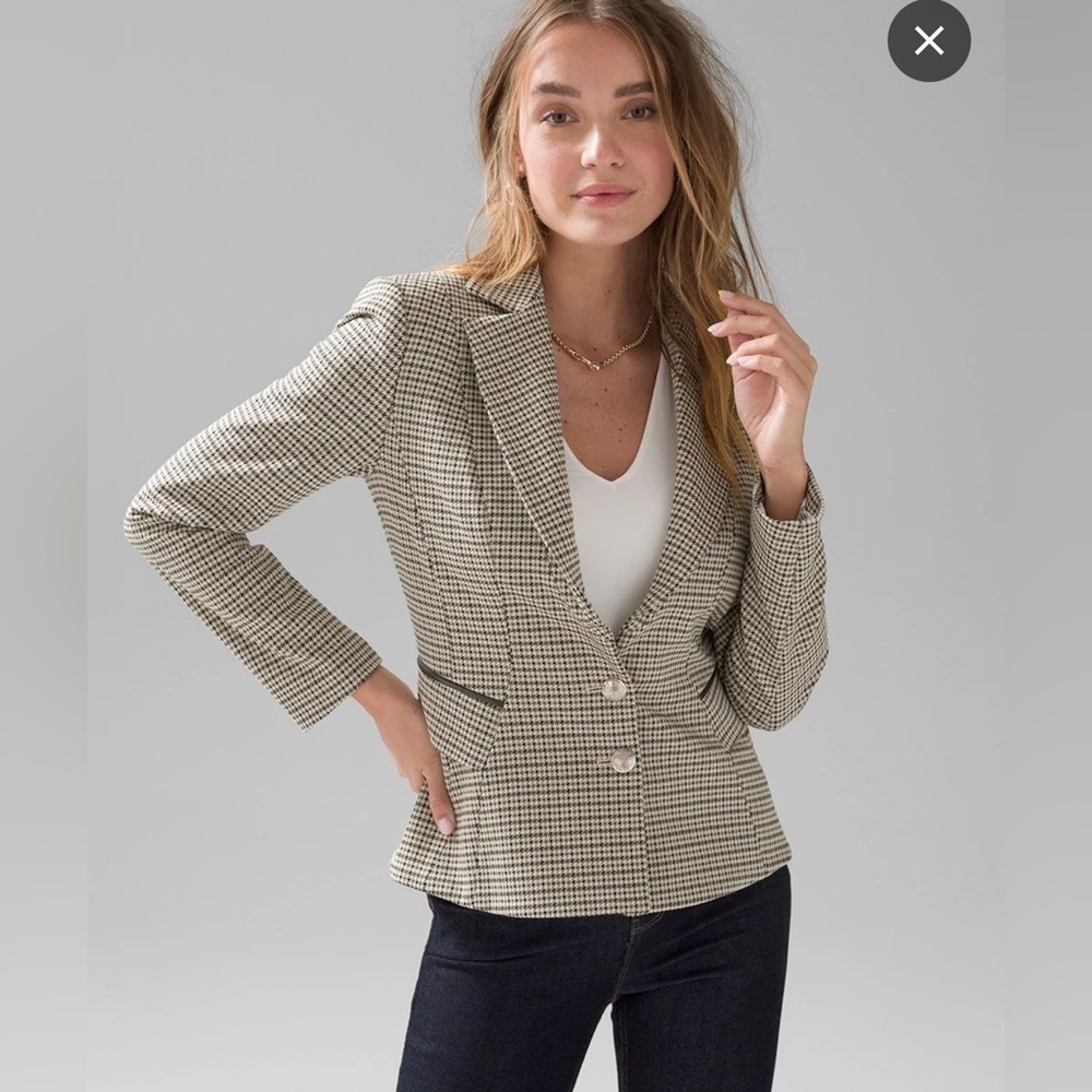 WHBM Blazer‎ Pants Suit Sz 12 Houndstooth Print